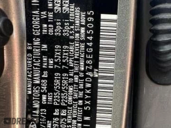 2014 Kia Sorento SX Limited with VIN 5XYKWDA78EG445095, listed as a Copart auction lot 48634895 with 160,248 mi miles and Clean Title. Bid and sale history available at DreamBid. Image 10.