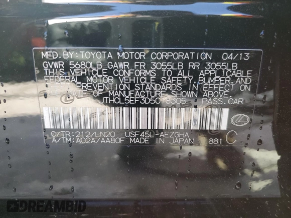2013 Lexus LS 460 с VIN JTHCL5EF3D5018305, выставлен на аукционе Copart как лот 48299775 с пробегом 133 469 миль миль и Списание • Salvage title. История ставок и продаж доступна на DreamBid. Изображение 13.