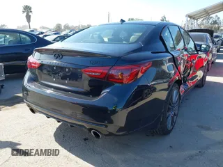 2024 Infiniti Q50 Red Sport 400 with VIN JN1FV7DP6RM660306, listed as a IAAI auction lot 42272726 with 962 mi miles and . Bid and sale history available at DreamBid. Image 4.