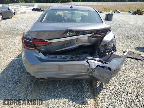 2018 Infiniti Q50 Luxe with VIN JN1EV7AR8JM443555, listed as a Copart auction lot 59691455 with 65,615 mi miles and Salvage title. Bid and sale history available at DreamBid. Image 6.