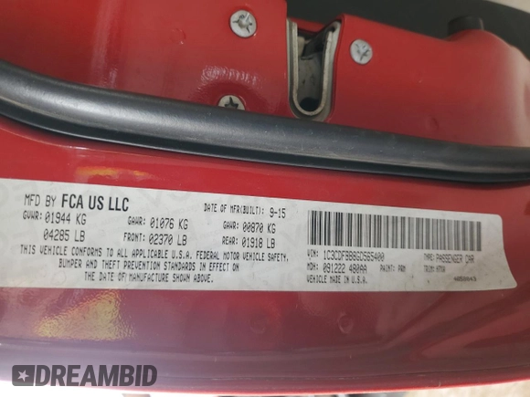 2016 Dodge Dart SXT z VIN 1C3CDFBB8GD565400, wystawiony jako Copart lot #58258175 z przebiegiem 161 298 mil mil oraz Szkoda całkowita • Salvage title. Historia ofert i sprzedaży dostępna na DreamBid. Obrazek 12.