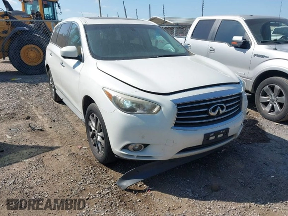 2013 Infiniti JX35 with VIN 5N1AL0MN7DC340246, listed as a IAAI auction lot 42030072 with 195,483 mi miles and . Bid and sale history available at DreamBid. Image 1.