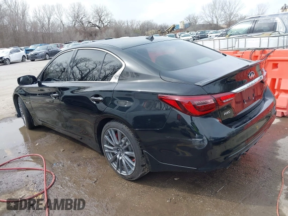2018 Infiniti Q50 RED SPORT 400 with VIN JN1FV7AR7JM481279, listed as a IAAI auction lot 41850295 with 75,807 mi miles. Bid and sale history available at carsss.com. Image 3.
