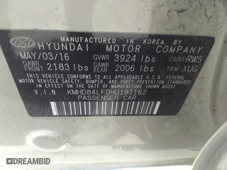 2017 Hyundai Elantra SE with VIN KMHD84LF0HU191162, listed as a IAAI auction lot 41453207 with 1 mi miles. Bid and sale history available at carsss.com. Image 9.