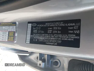 2023 Hyundai Elantra SEL with VIN 5NPLS4AG1PH092789, listed as a IAAI auction lot 41739086 with 26,231 mi miles and . Bid and sale history available at DreamBid. Image 9.