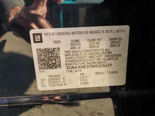 2021 Chevrolet Equinox LS z VIN 3GNAXHEV7MS105577, wystawiony jako Copart lot #53572885 z przebiegiem 50 928 mil mil oraz Szkoda całkowita • Salvage title. Historia ofert i sprzedaży dostępna na DreamBid. Obrazek 14.