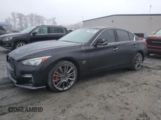 2020 Infiniti Q50 Red Sport 400 with VIN JN1FV7AR1LM660226, listed as a Copart auction lot 79698594 with 37,246 mi miles and Salvage Title. Bid and sale history available at carsss.com. Image 1.