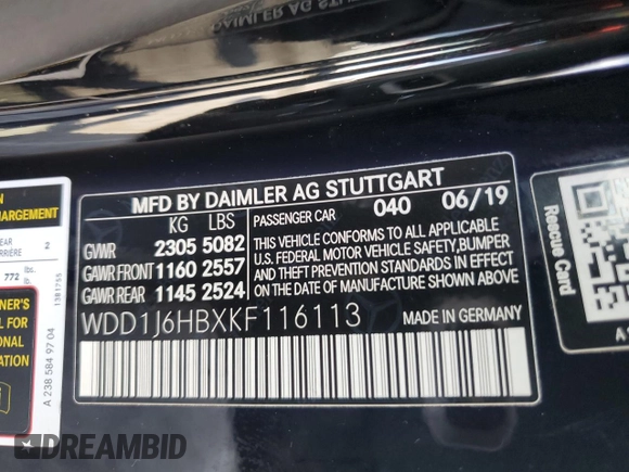 2019 Mercedes-Benz E-Class E 450 with VIN WDD1J6HBXKF116113, listed as a Copart auction lot 42472944 with 35,638 mi miles and Salvage Title. Bid and sale history available at carsss.com. Image 12.