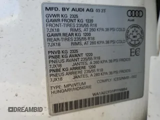 2023 Audi Q3 Premium with VIN WA1AECF31P1116654, listed as a Copart auction lot 49298415 with 29,422 mi miles and Salvage title. Bid and sale history available at DreamBid. Image 14.