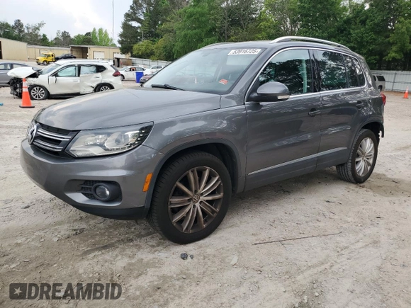 2016 Volkswagen Tiguan SEL with VIN WVGAV7AX8GW577338, listed as a Copart auction lot 53916725 with 102,111 mi miles and Salvage Title. Bid and sale history available at DreamBid. Image 1.