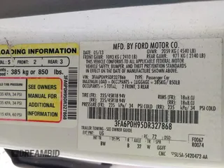2013 Ford Fusion SE with VIN 3FA6P0H95DR327868, listed as a IAAI auction lot 42736102 with 153,359 mi miles and . Bid and sale history available at DreamBid. Image 9.