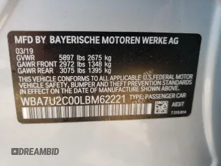 2020 BMW 7 Series 750i xDrive with VIN WBA7U2C00LBM62221, listed as a Copart auction lot 47604792 with 111 mi miles. Bid and sale history available at carsss.com. Image 10.
