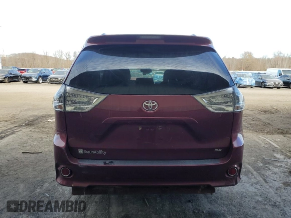 2015 Toyota Sienna SE with VIN 5TDXK3DC9FS565674, listed as a Copart auction lot 81254394 with 56,502 mi miles and Salvage Title. Bid and sale history available at DreamBid. Image 6.