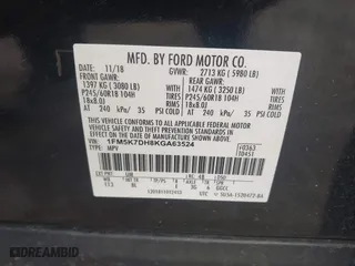 2019 Ford Explorer XLT with VIN 1FM5K7DH8KGA63524, listed as a IAAI auction lot 41600580 with 118,243 mi miles. Bid and sale history available at carsss.com. Image 9.