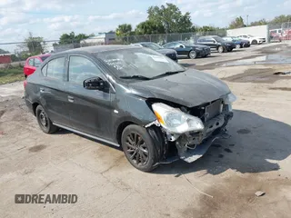 2020 Mitsubishi Mirage G4 SE with VIN ML32F4FJ7LHF05348, listed as a IAAI auction lot 41485014 with 83,299 mi miles. Bid and sale history available at carsss.com. Image 1.