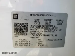 2019 Chevrolet Tahoe Premier with VIN 1GNSCCKJ9KR179152, listed as a Copart auction lot 80687714 with 26,201 mi miles and Salvage Title. Bid and sale history available at carsss.com. Image 14.