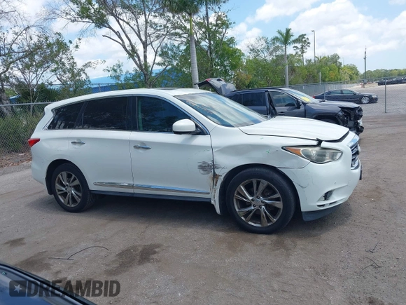 2013 Infiniti JX35 with VIN 5N1AL0MN3DC315618, listed as a IAAI auction lot 42107516 with 178,518 mi miles and . Bid and sale history available at DreamBid. Image 13.