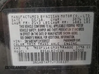 2018 Nissan Sentra S with VIN 3N1AB7AP7JY308537, listed as a Copart auction lot 52090275 with 76,636 mi miles and Clean Title. Bid and sale history available at DreamBid. Image 13.