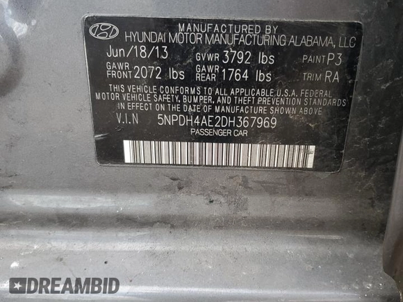 2013 Hyundai Elantra GLS with VIN 5NPDH4AE2DH367969, listed as a Copart auction lot 82088014 with 199,431 mi miles and Clean title. Bid and sale history available at DreamBid. Image 15.