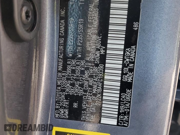 2015 Lexus RX 350 с VIN 2T2ZK1BA4FC193390, выставлен на аукционе Copart как лот 65078595 с пробегом Не указан миль и Чистый • Clean title. История ставок и продаж доступна на DreamBid. Изображение 12.
