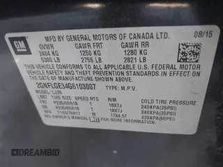 2016 Chevrolet Equinox LTZ with VIN 2GNFLGE34G6103007, listed as a IAAI auction lot 41645333 with 409,082 mi miles. Bid and sale history available at carsss.com. Image 9.