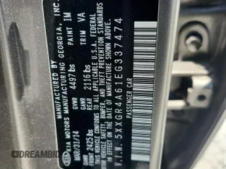 2014 Kia Optima SXL Turbo with VIN 5XXGR4A61EG337474, listed as a Copart auction lot 62962405 with 139,461 mi miles and Salvage title. Bid and sale history available at DreamBid. Image 12.