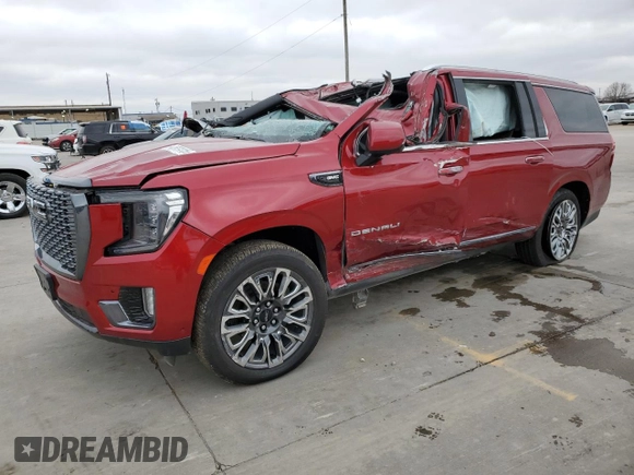 2023 GMC Yukon XL Denali Ultimate with VIN 1GKS2KKL1PR129803, listed as a Copart auction lot 42931415 with 55,586 mi miles and Salvage Title. Bid and sale history available at carsss.com. Image 1.