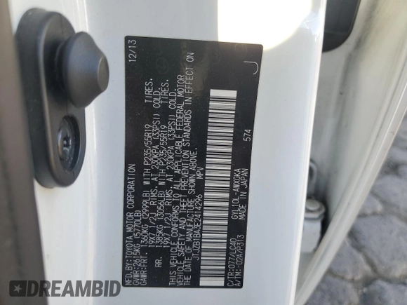 2014 Lexus RX 450h with VIN JTJZB1BA3E2414296, listed as a Copart auction lot 74358644 with 219,617 mi miles and Salvage title. Bid and sale history available at DreamBid. Image 13.