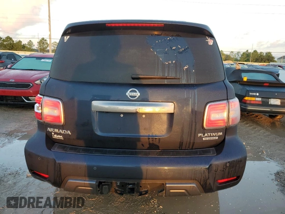 2020 Nissan Armada Platinum with VIN JN8AY2NF2L9360218, listed as a Copart auction lot 73315184 with 74,826 mi miles and Non Repairable. Bid and sale history available at carsss.com. Image 6.