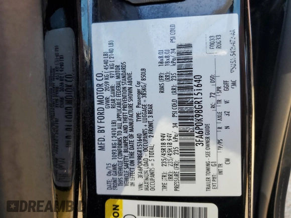 2016 Ford Fusion Titanium z VIN 3FA6P0K98GR151640, wystawiony jako Copart lot #73254594 z przebiegiem 145 473 mil mil oraz Szkoda całkowita • Salvage title. Historia ofert i sprzedaży dostępna na DreamBid. Obrazek 15.