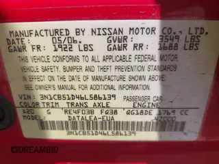 2006 Nissan Sentra S z VIN 3N1CB51D46L586139, wystawiony jako IAAI lot #42466684 z przebiegiem 157 330 mil mil oraz . Historia ofert i sprzedaży dostępna na DreamBid. Obrazek 9.