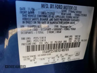 2007 Ford Five Hundred Limited with VIN 1FAHP25187G140705, listed as a Copart auction lot 80255794 with 245,547 mi miles and Salvage Title. Bid and sale history available at carsss.com. Image 14.