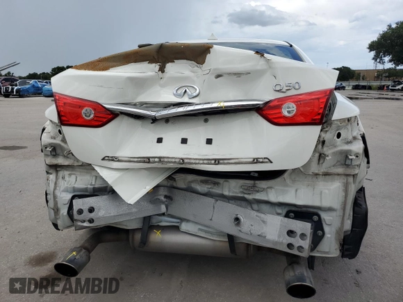 2017 Infiniti Q50 Premium with VIN JN1EV7AP7HM732368, listed as a Copart auction lot 59791965 with 127,699 mi miles and Salvage title. Bid and sale history available at DreamBid. Image 6.