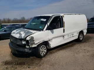 2010 Chevrolet Express Cargo Van with VIN 1GCUGADX0A1100654, listed as a Copart auction lot 47570865 with 0 mi miles and Salvage Title. Bid and sale history available at carsss.com. Image 1.