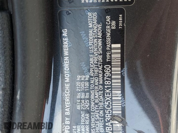 2014 BMW 4 Series 435i xDrive с VIN WBA3R5C5XEK187960, выставлен на аукционе Copart как лот 53506035 с пробегом 79 468 миль миль и Списание • Salvage title. История ставок и продаж доступна на DreamBid. Изображение 13.