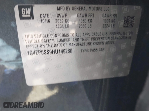 2017 Buick LaCrosse Essence with VIN 1G4ZP5SS9HU149280, listed as a IAAI auction lot 41514582 with 153,214 mi miles. Bid and sale history available at carsss.com. Image 9.