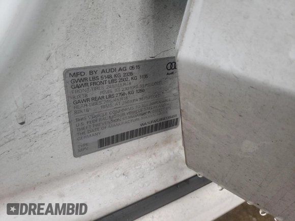 2015 Audi allroad A4 Premium Plus z VIN WA1UFAFL6FA135455, wystawiony jako Copart lot #87817425 z przebiegiem 81 664 mil mil oraz Szkoda całkowita • Salvage title. Historia ofert i sprzedaży dostępna na DreamBid. Obrazek 16.
