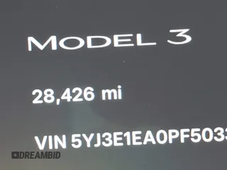 2023 Tesla Model 3 with VIN 5YJ3E1EA0PF503352, listed as a IAAI auction lot 41718658 with 28,426 mi miles and . Bid and sale history available at DreamBid. Image 15.