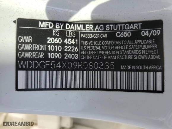 2009 Mercedes-Benz C-Class 3.0L Sport with VIN WDDGF54X09R080335, listed as a Copart auction lot 51882225 with 172,673 mi miles and Salvage Title. Bid and sale history available at carsss.com. Image 13.