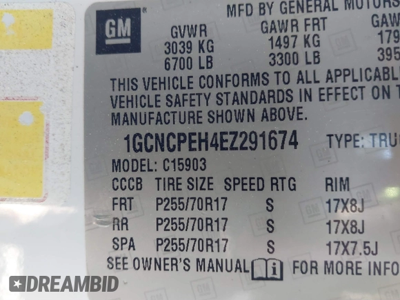 2014 Chevrolet Silverado 1500 Work Truck with VIN 1GCNCPEH4EZ291674, listed as a IAAI auction lot 41445780 with 211,210 mi miles and . Bid and sale history available at DreamBid. Image 9.