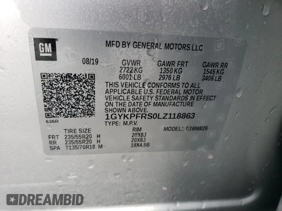 2020 Cadillac XT6 AWD Premium Luxury with VIN 1GYKPFRS0LZ118863, listed as a Copart auction lot 85101764 with 30,206 mi miles and Salvage Title. Bid and sale history available at carsss.com. Image 13.