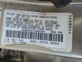 2007 Toyota Corolla CE with VIN 1NXBR32E17Z864384, listed as a Copart auction lot 52519385 with 204,778 mi miles and Salvage Title. Bid and sale history available at carsss.com. Image 12.
