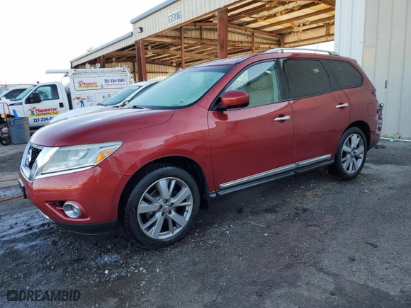 2014 Nissan Pathfinder Platinum with VIN 5N1AR2MM7EC635768, listed as a Copart auction lot 48727595 with 182,270 mi miles and Salvage Title. Bid and sale history available at carsss.com. Image 1.