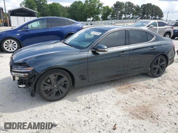 2023 Genesis G70 2.0T with VIN KMTG34TA4PU120566, listed as a Copart auction lot 53307455 with 31,933 mi miles and Salvage title. Bid and sale history available at DreamBid. Image 1.