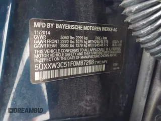 2015 BMW X4 xDrive28i with VIN 5UXXW3C51F0M87268, listed as a IAAI auction lot 42366363 with 143,285 mi miles and . Bid and sale history available at DreamBid. Image 9.