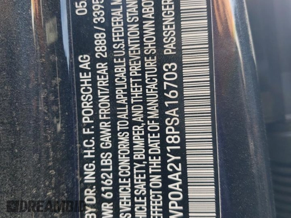 2023 Porsche Taycan with VIN WP0AA2Y18PSA16703, listed as a Copart auction lot 50559135 with 11,428 mi miles and Salvage Title. Bid and sale history available at DreamBid. Image 12.