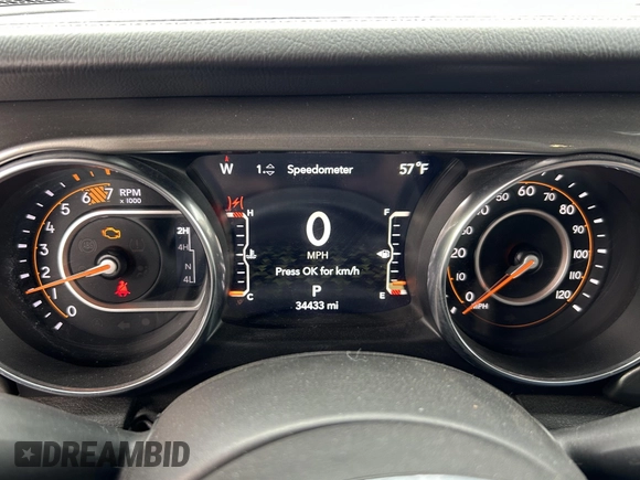 2023 Jeep Wrangler Sahara with VIN 1C4HJXENXPW586579, listed as a IAAI auction lot 41795621 with 34,433 mi miles. Bid and sale history available at carsss.com. Image 7.