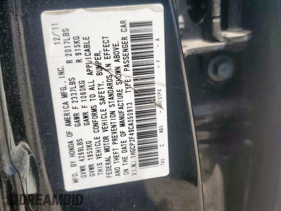 2012 Honda Accord LX Premium z VIN 1HGCP2F49CA050913, wystawiony jako Copart lot #61690905 z przebiegiem 202 718 mil mil oraz Czysty tytuł • Clean title. Historia ofert i sprzedaży dostępna na DreamBid. Obrazek 12.