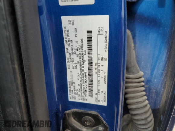 2018 Ford F-150 XL z VIN 1FTEW1CG1JKF39963, wystawiony jako Copart lot #53273925 z przebiegiem 90 742 mil mil oraz Szkoda całkowita • Salvage title. Historia ofert i sprzedaży dostępna na DreamBid. Obrazek 13.
