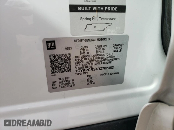 2024 Cadillac XT6 FWD Premium Luxury with VIN 1GYKPCRS4RZ702383, listed as a Copart auction lot 53346745 with 43,339 mi miles and Salvage title. Bid and sale history available at DreamBid. Image 13.